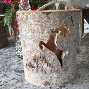 Rustic Wood Candle Holder with Horse Cutout